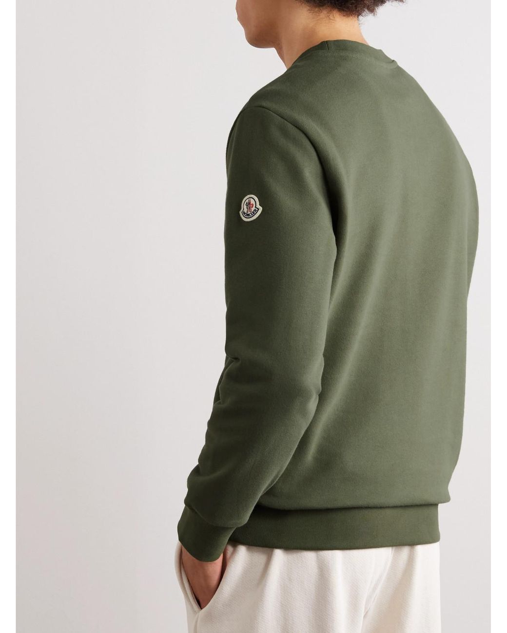 Moncler Green Logo-Appliquéd Printed Cotton-Jersey Sweatshirt for men