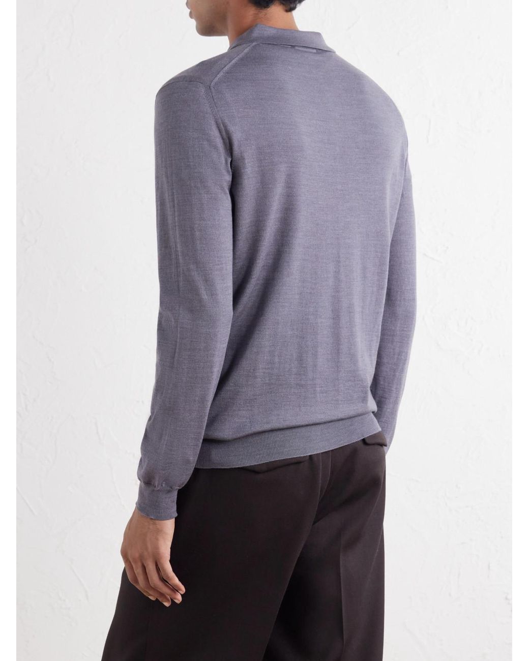 Slowear Gray Zanone Slim-Fit Flexwool Polo Shirt for men
