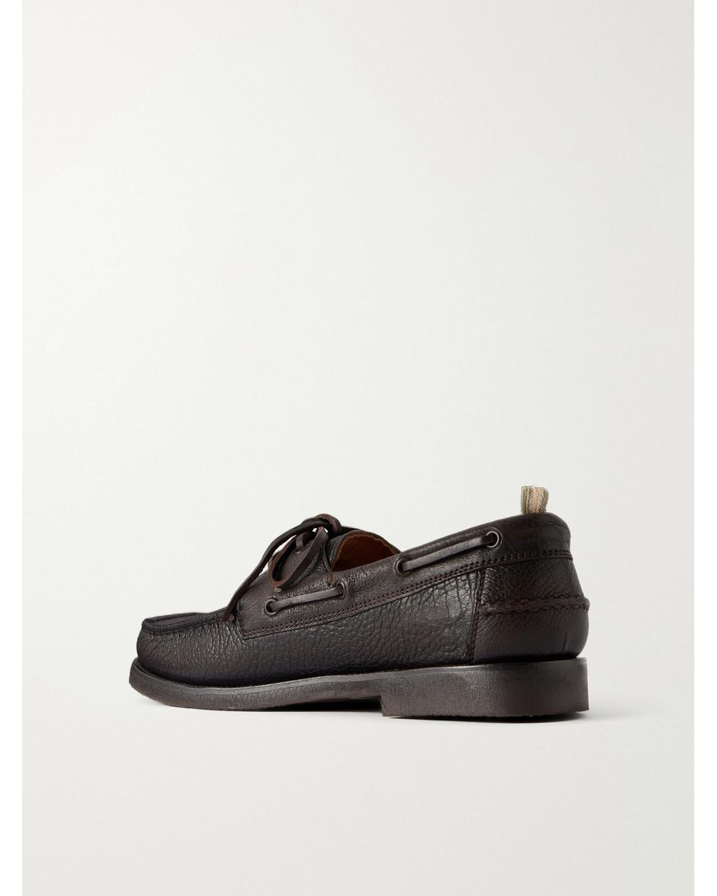 Officine Creative Black Balfron 002 Leather Boat Shoes for men