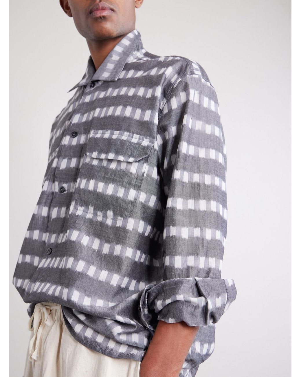 Monitaly Gray Milano Printed Cotton Shirt for men