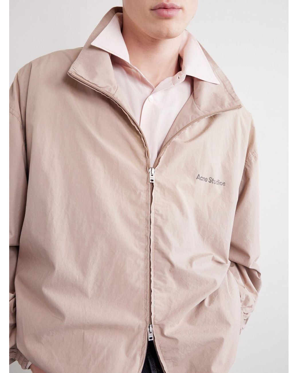 Acne Pink Olando Logo-Print Cotton-Poplin Jacket for men