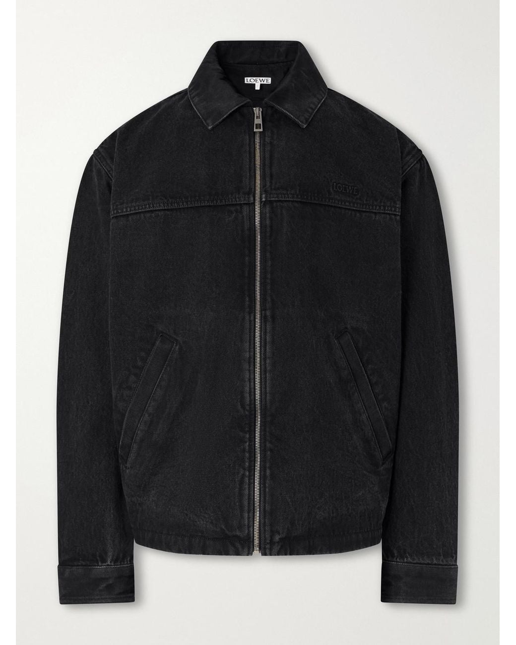 Loewe Black Logo-Embossed Paneled Denim Jacket for men