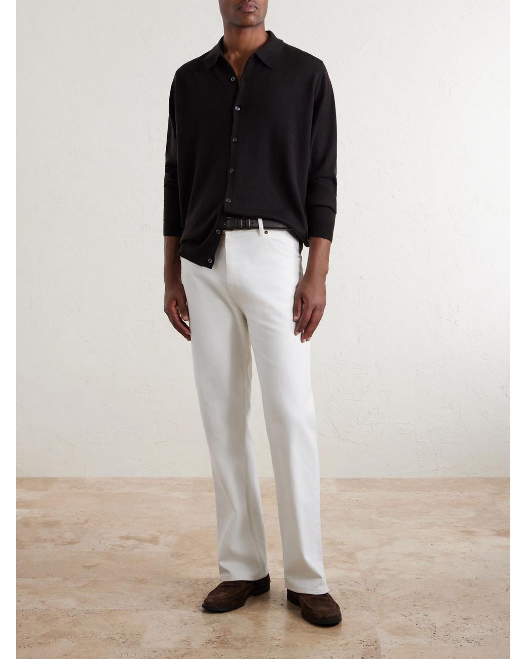 John Smedley Black Tibor Merino Wool Cardigan for men