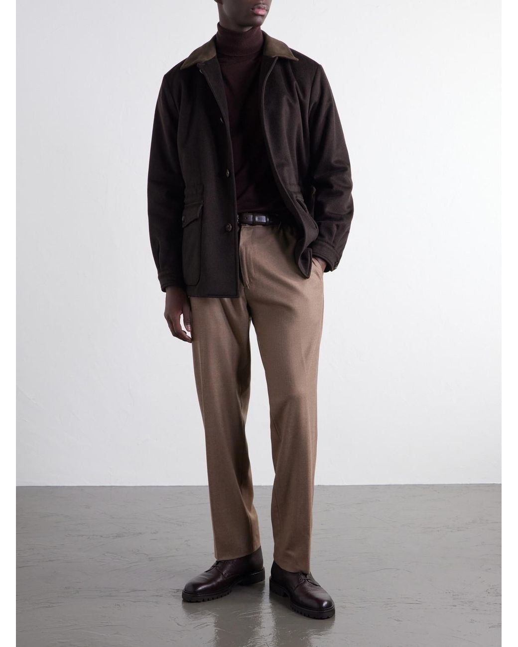 Boglioli Natural Straight-Leg Woven Virgin Wool Trousers for men
