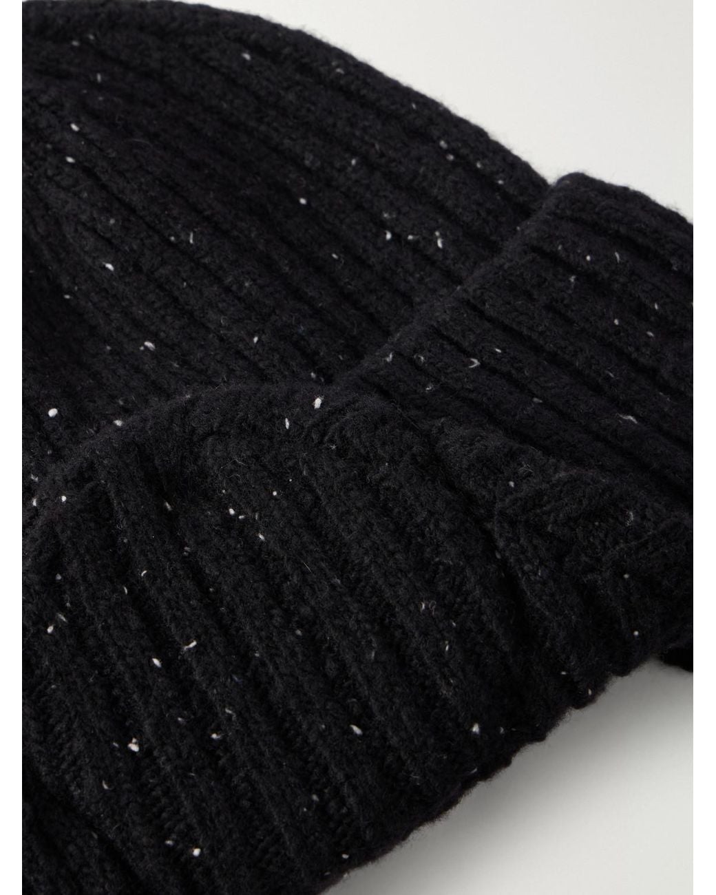 SAGE NATION Black Padded Ribbed-Knit Beanie for men