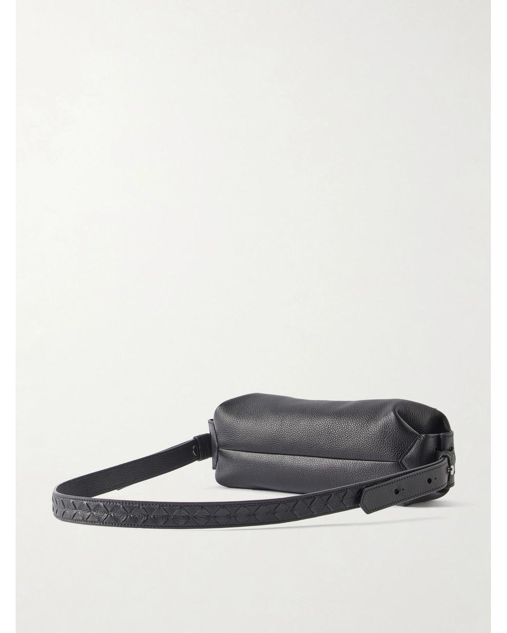 Serapian Black Soft Sling Leather Messenger Bag for men