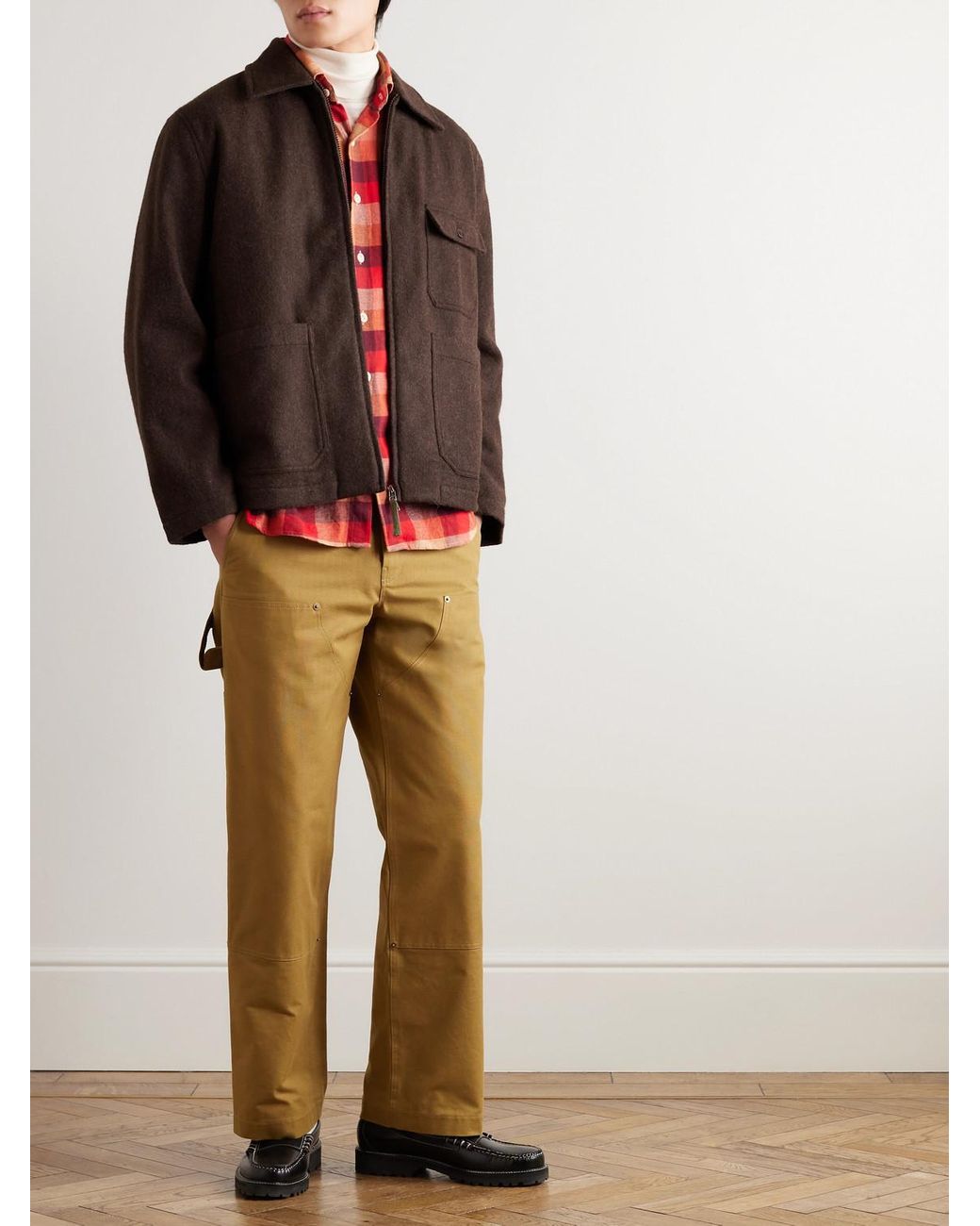 Universal Works Melton Wool-blend Jacket in Brown for Men | Lyst UK