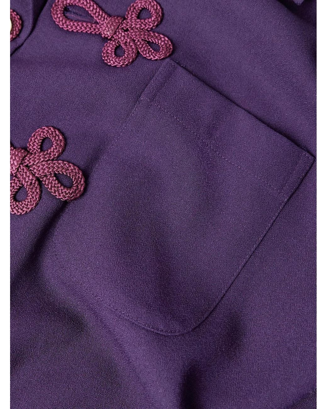 Bode Astor Trillium Camp-Collar Embroidered Wool Shirt in Purple für Herren