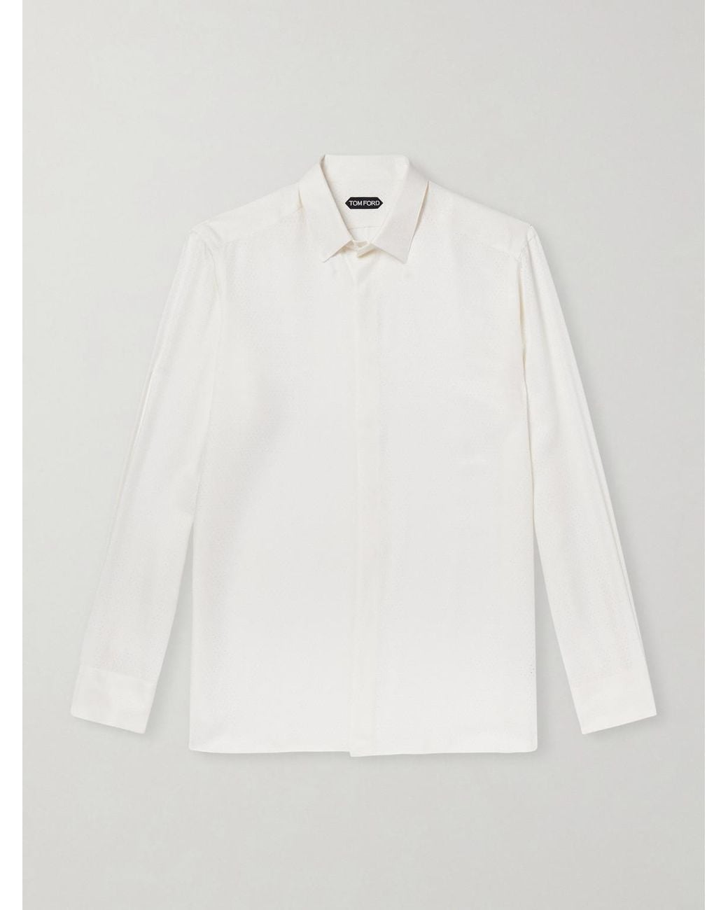 Tom Ford White Perforated Silk-twill Shirt for men
