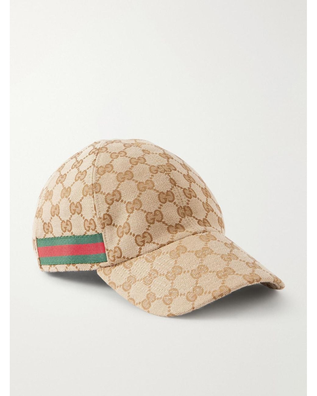 Gucci Natural Webbing-Trimmed Logo-Jacquard Canvas Cap for men