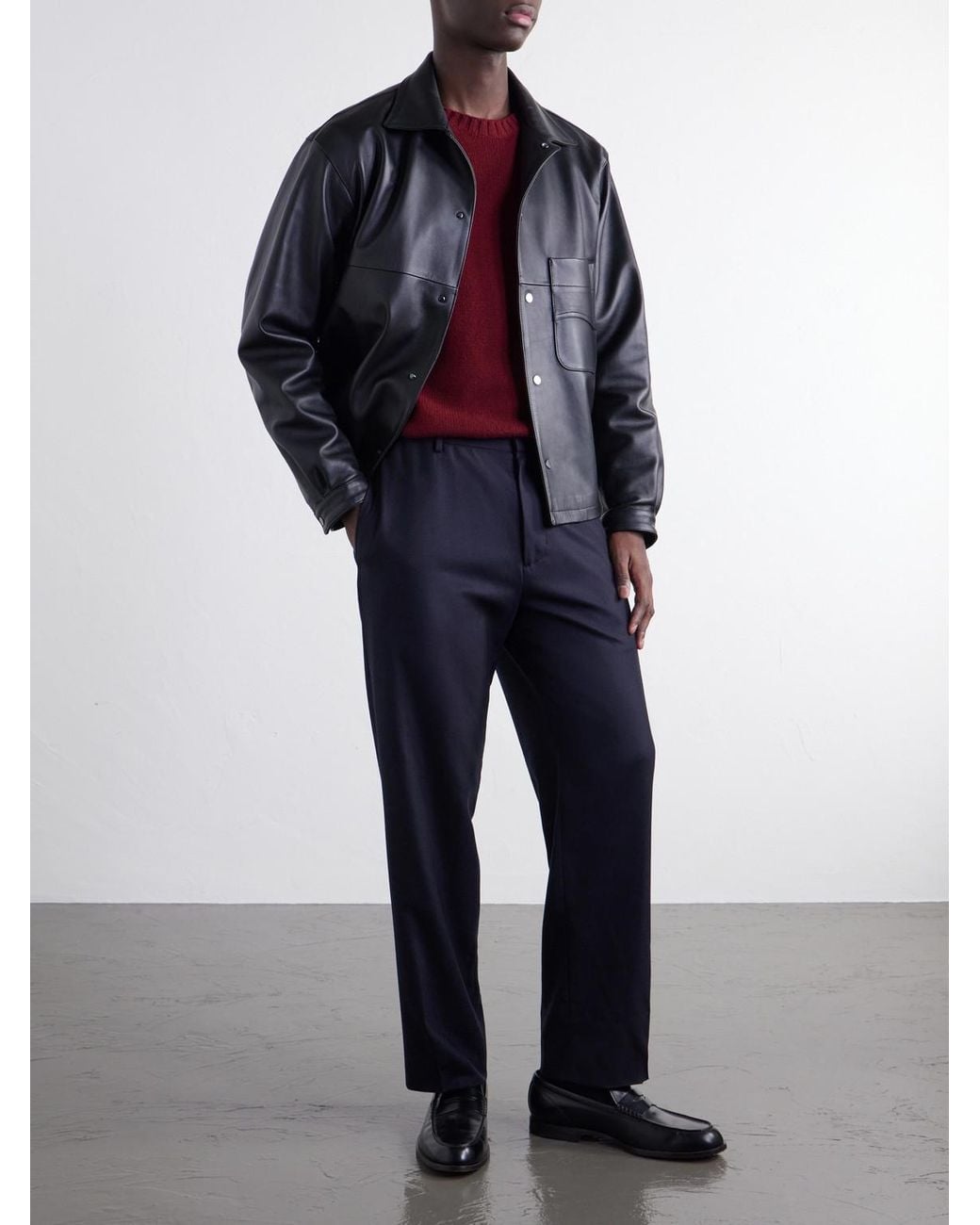 Boglioli Blue Straight-Leg Woven Virgin Wool Trousers for men