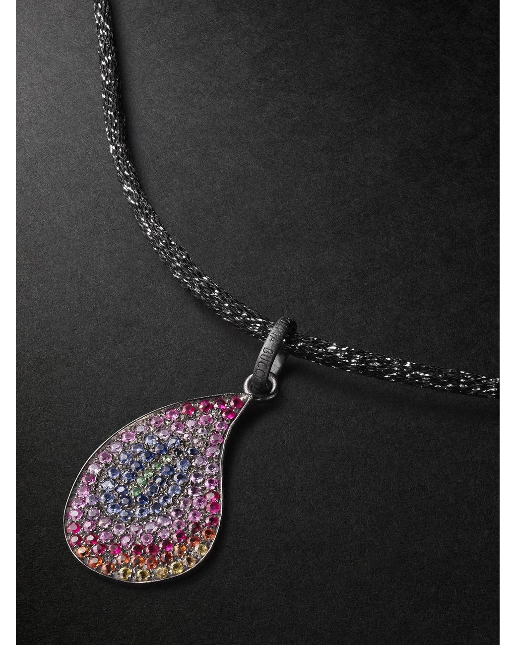 Carolina Bucci Superstellar Blackened Gold, Multi-stone And Lurex Pendant Necklace for men