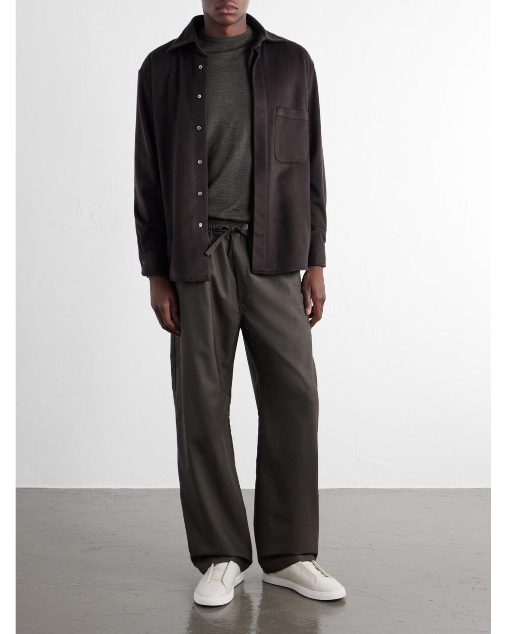 Zegna Green Cashmere And Silk-Blend Sweater for men