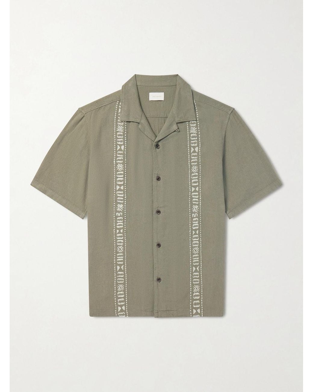 Aimé Leon Dore Gray Embroidered Linen-Blend Shirt for men