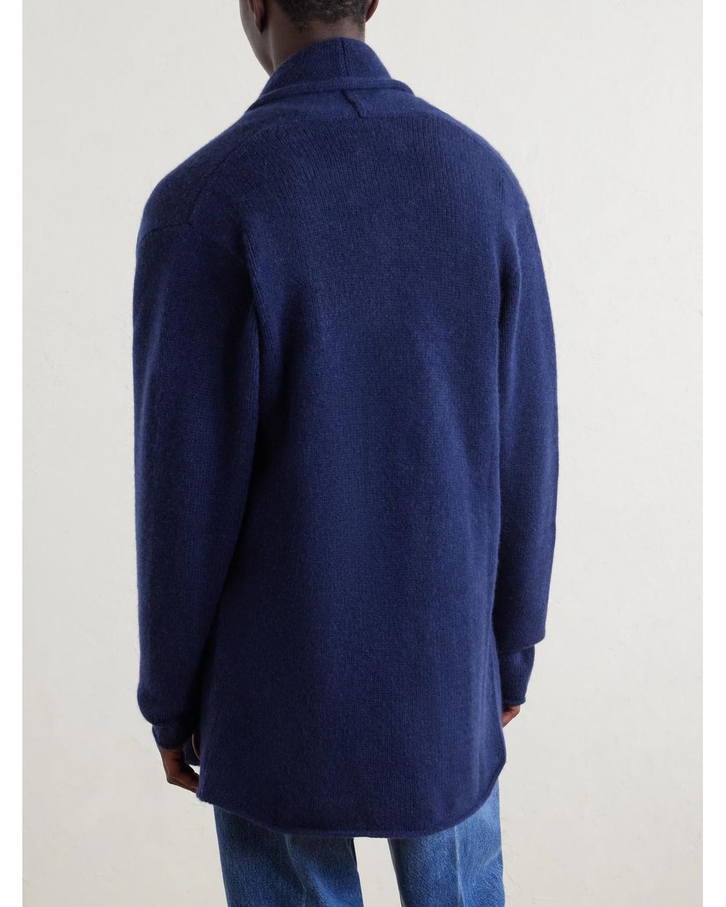 The Elder Statesman Blue Italy Smoking Shawl-Collar Cashmere Cardigan for men