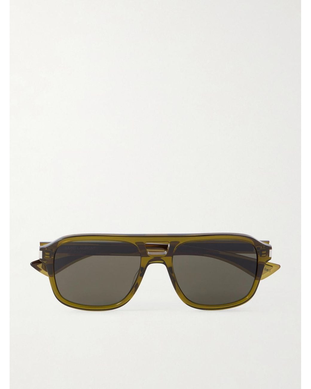 Saint Laurent Green Double-Bridge Aviator-Style Acetate Sunglasses for men