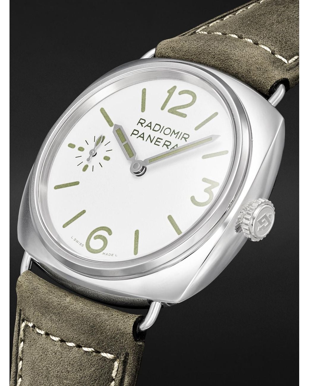 Panerai Black Radiomir Officine Automatic 45mm Stainless Steel And Suede Watch for men