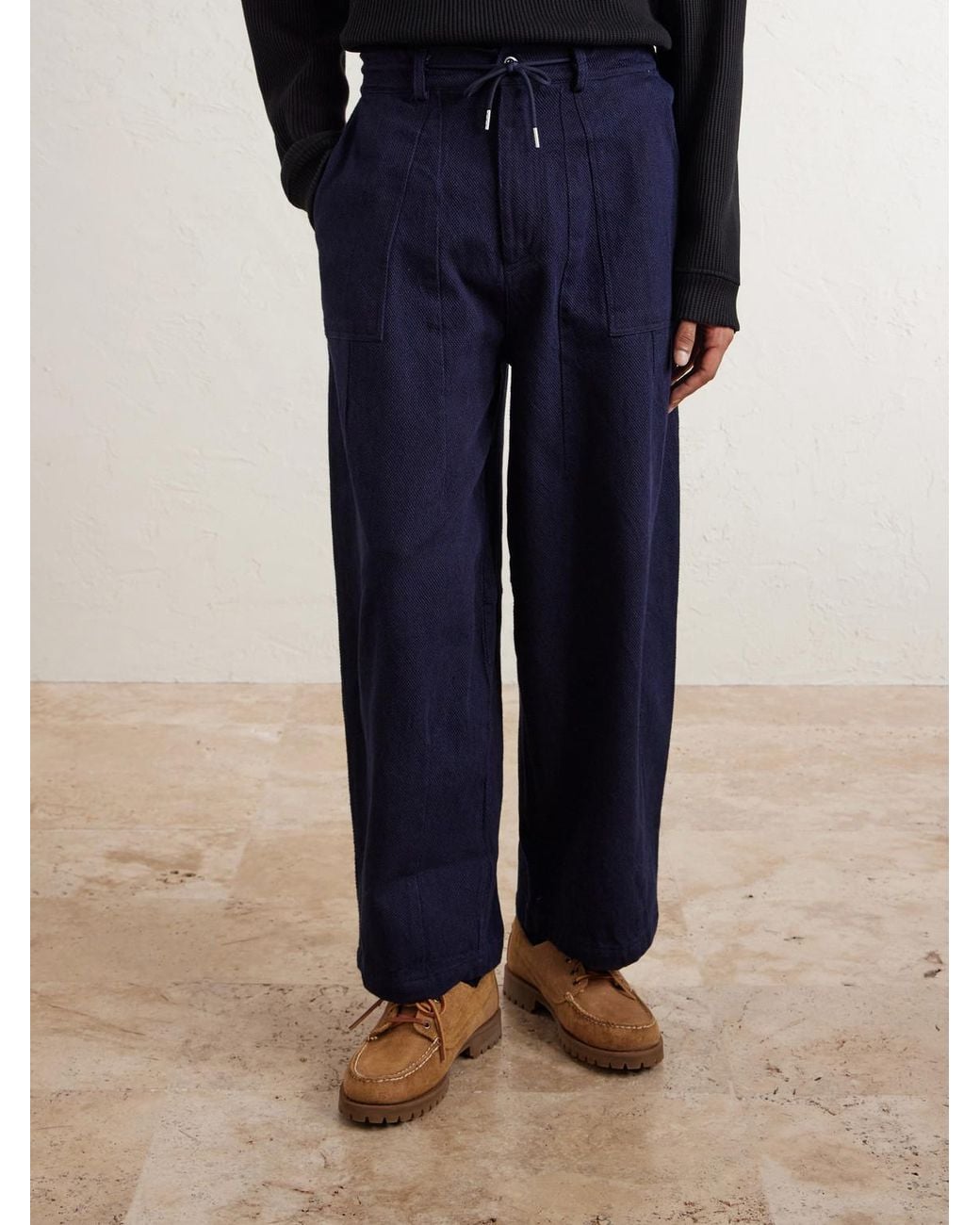 FRIZMWORKS Blue Wide-Leg Sashiko Jeans for men