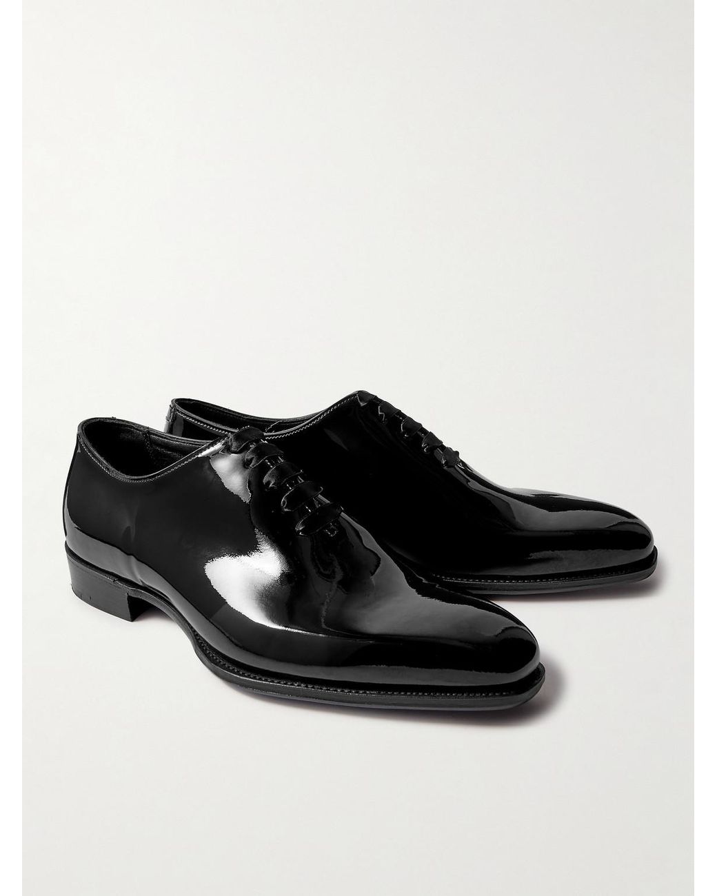 George Cleverley Black Merlin Whole-Cut Patent-Leather Oxford Shoes for men