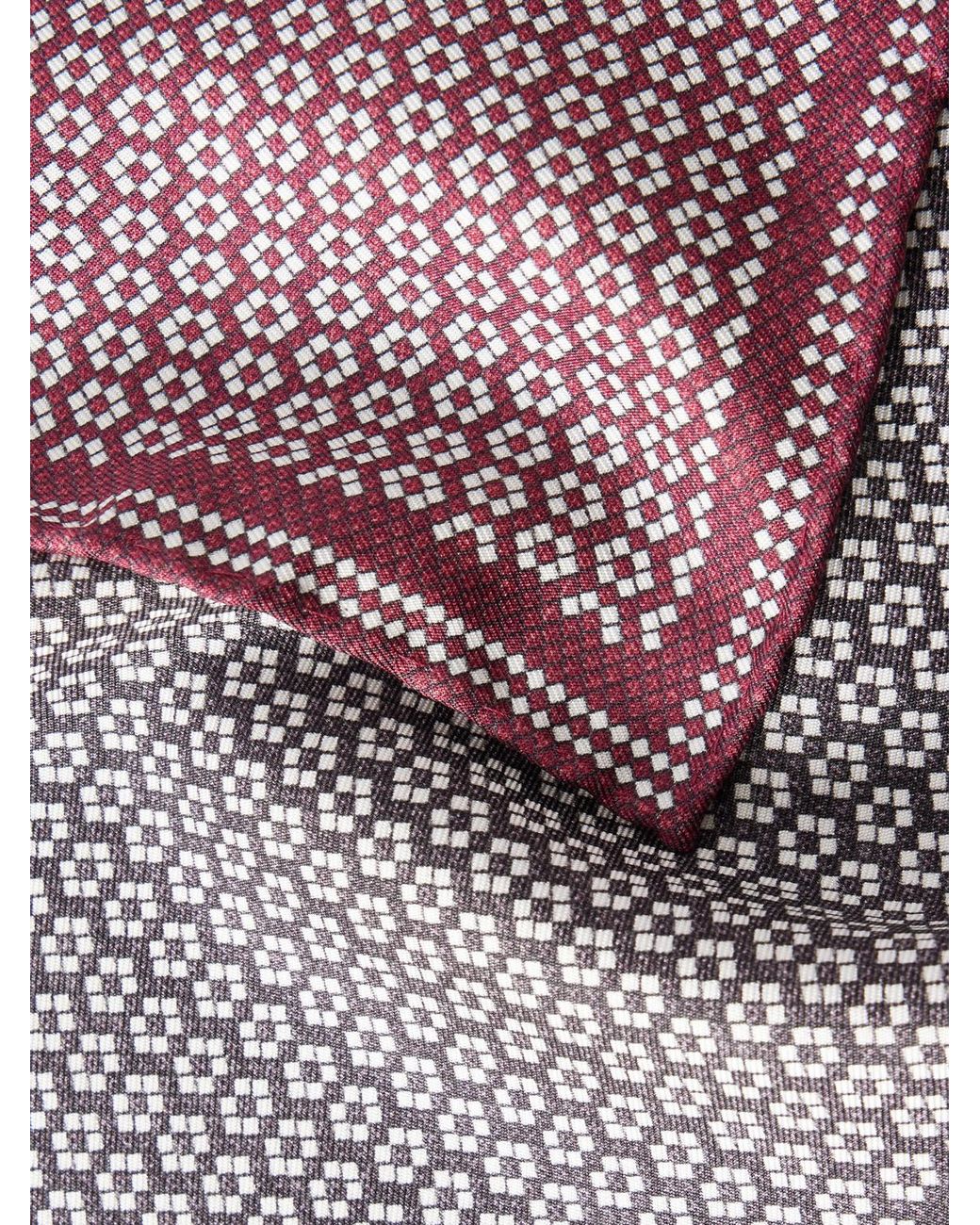 Brunello Cucinelli Red Printed Silk Pocket Square for men