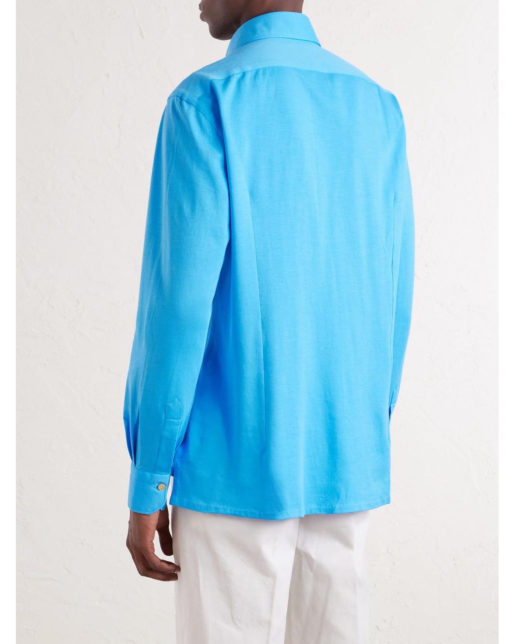 Kiton Blue Cotton-jersey Shirt for men