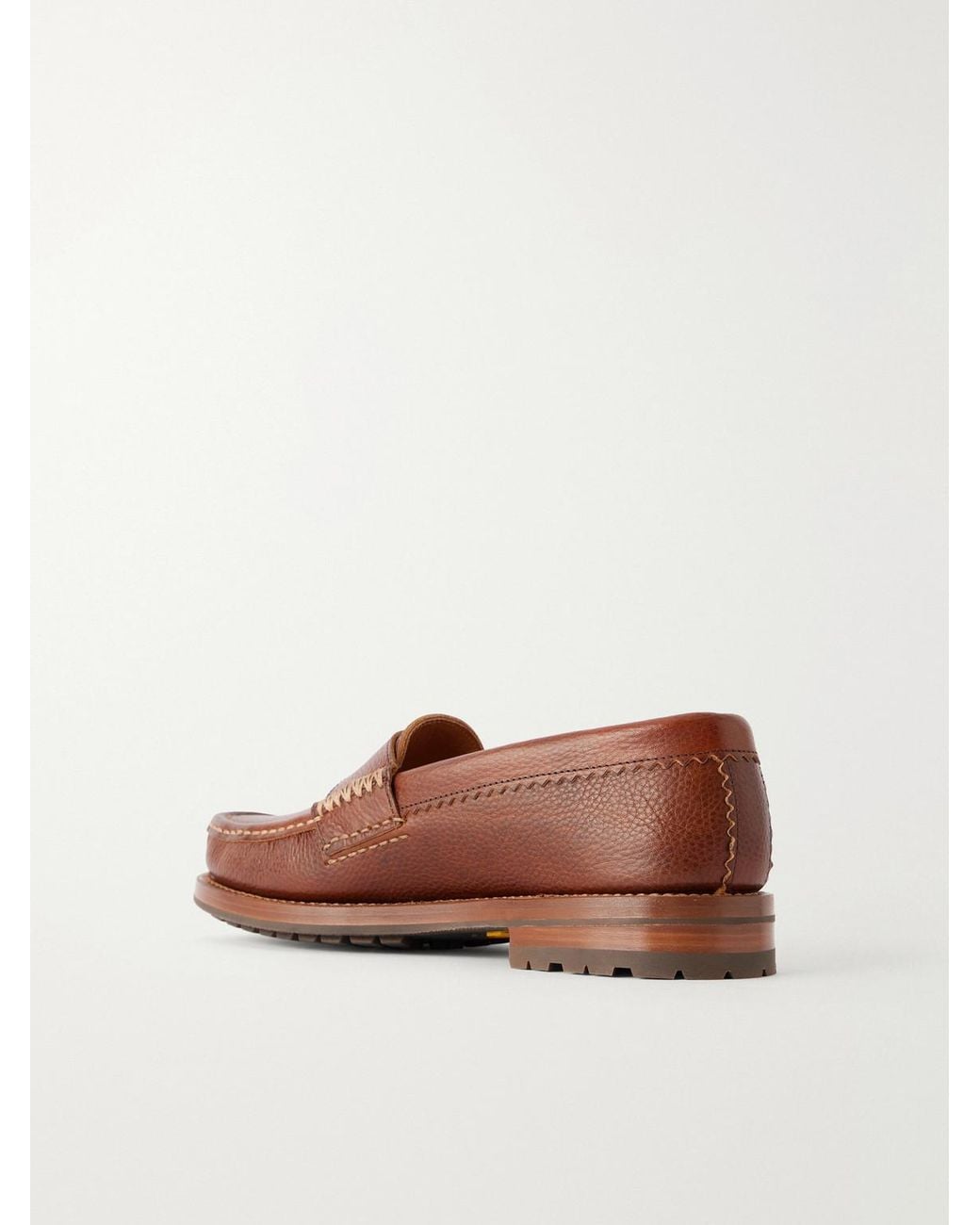 Yuketen Brown Rob Full-Grain Leather Penny Loafers for men