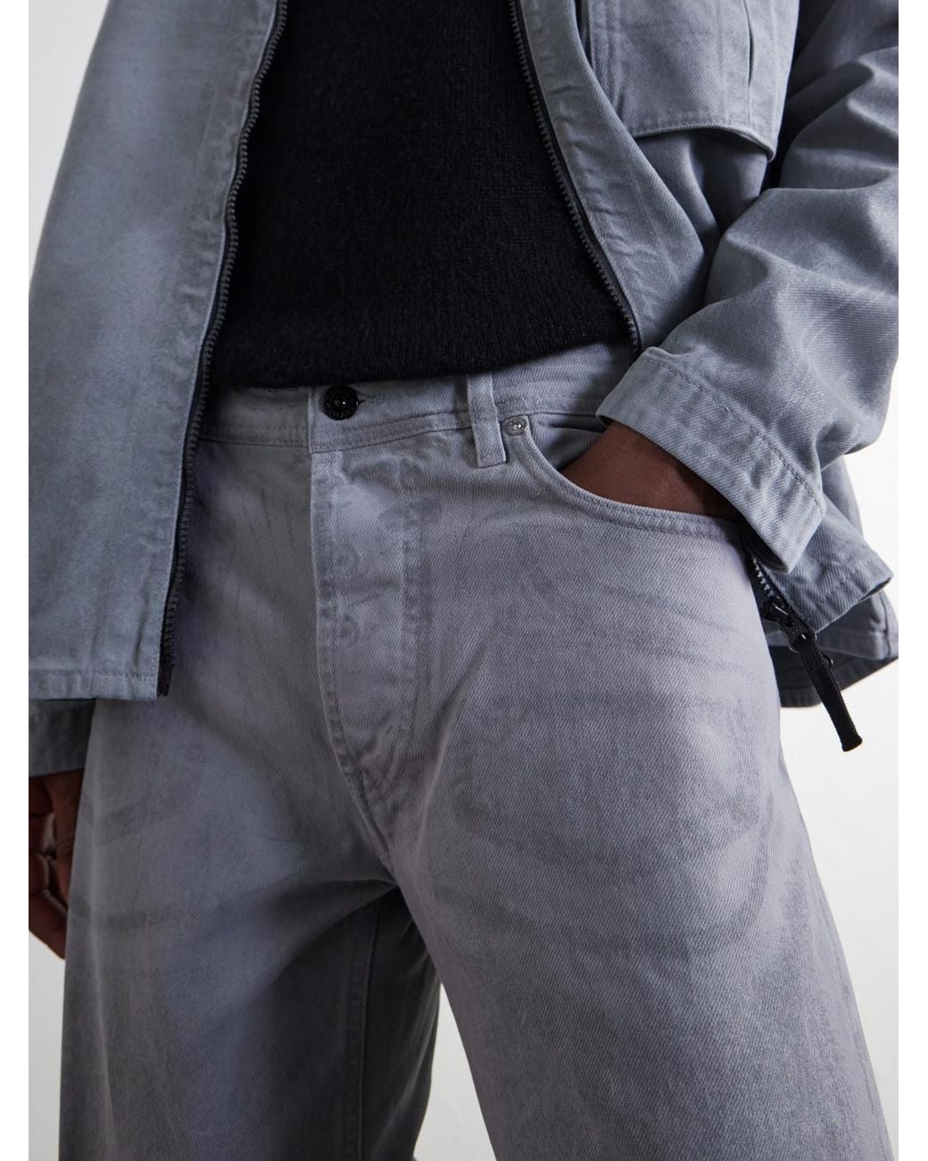 Stone Island Blue Denim Straight-Leg Corroded Bull Denim-Tc Jeans for men