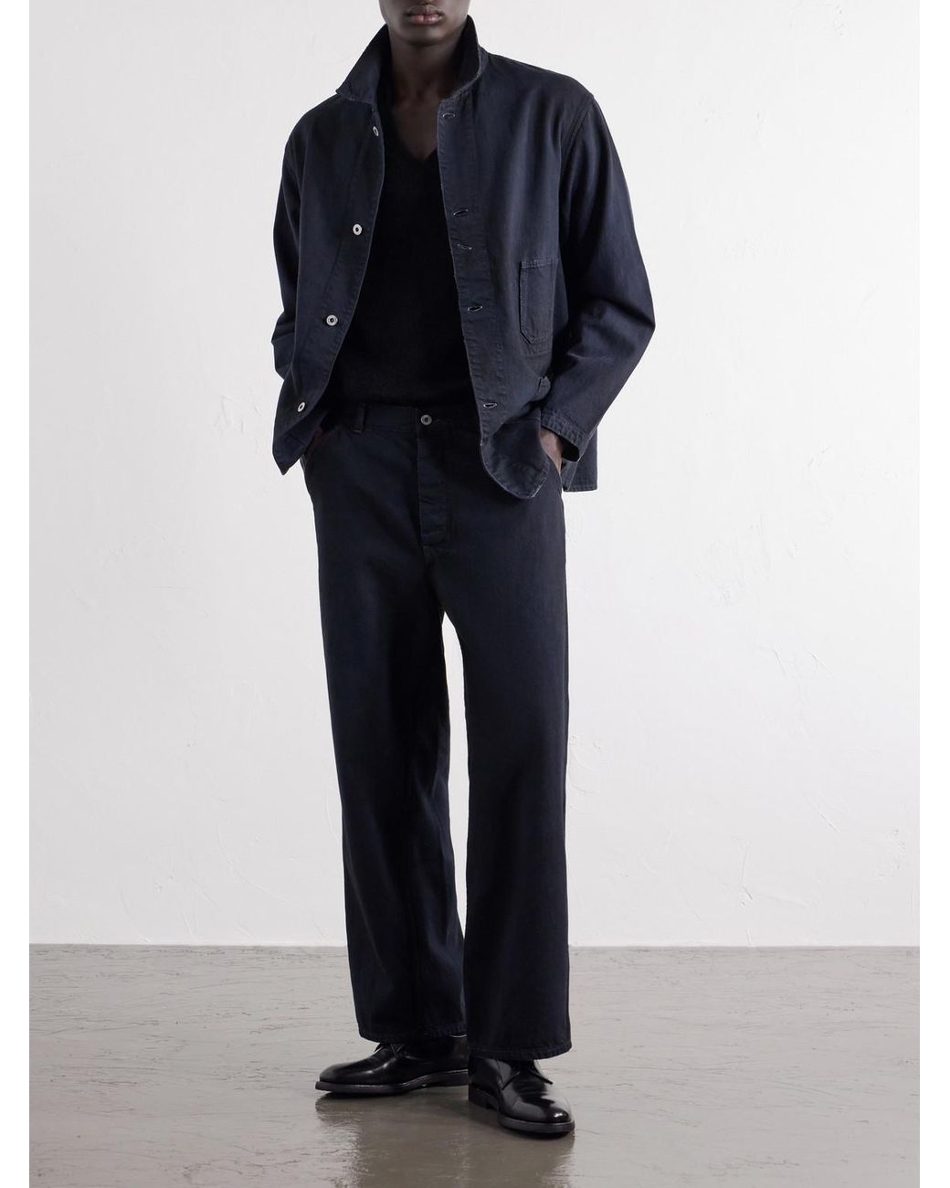 A.PRESSE Blue Denim Wide-Leg Trousers for men