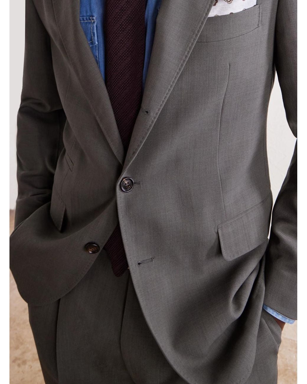 Brunello Cucinelli Black Virgin Wool Suit Jacket for men