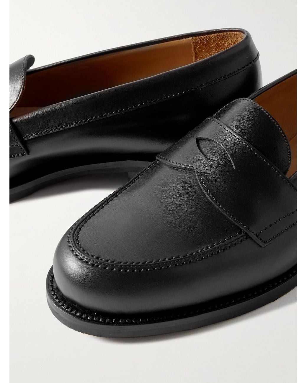 Morjas Black The Ivy Leather Penny Loafers for men