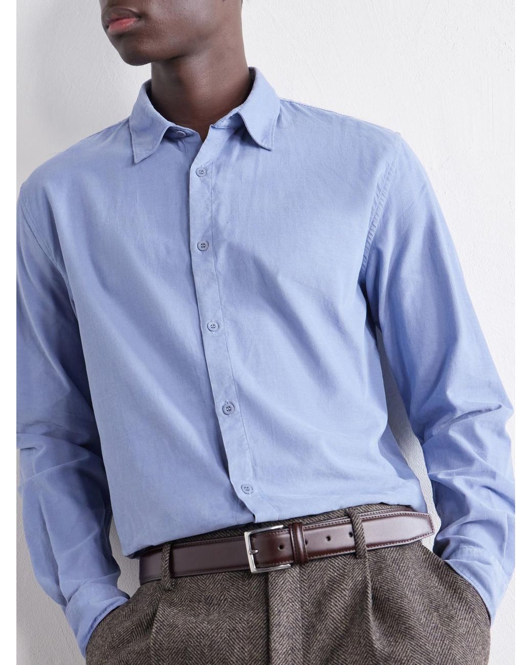 Sunspel Blue Cotton-Corduroy Shirt for men