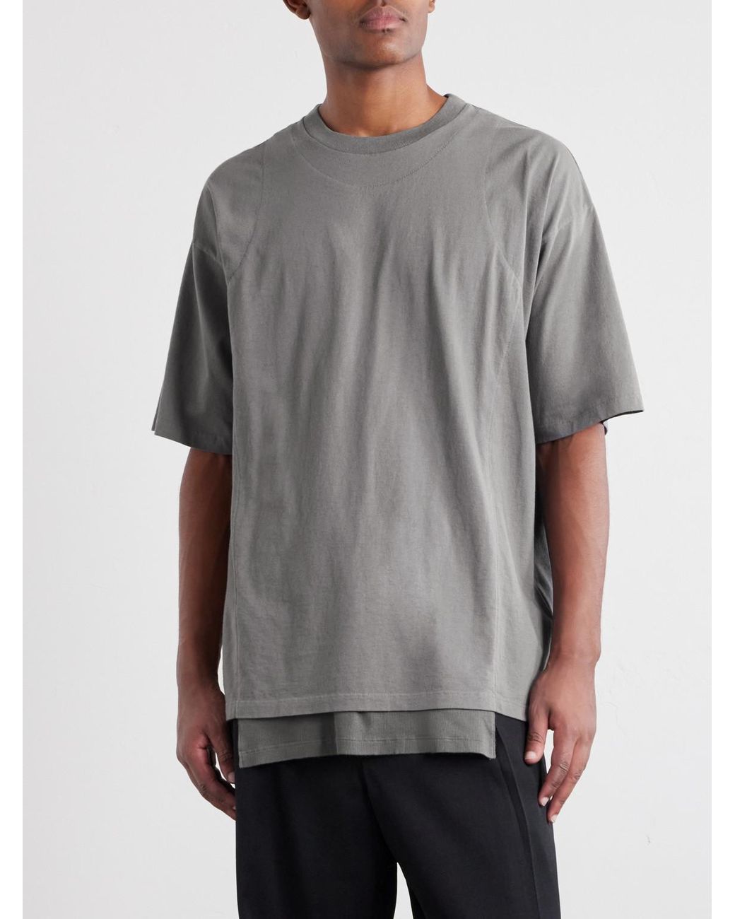 Maison Margiela Gray Layered Cotton-Jersey T-Shirt for men
