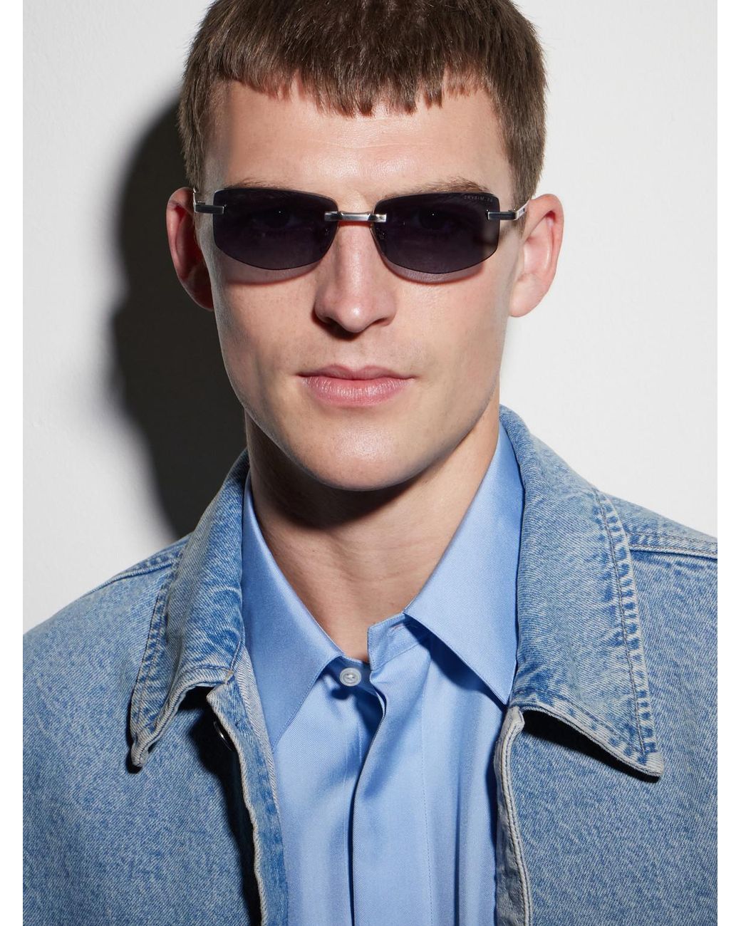 Dita Eyewear Trysim.75 Square-Frame Silver-Tone Titanium Sunglasses in Blue für Herren