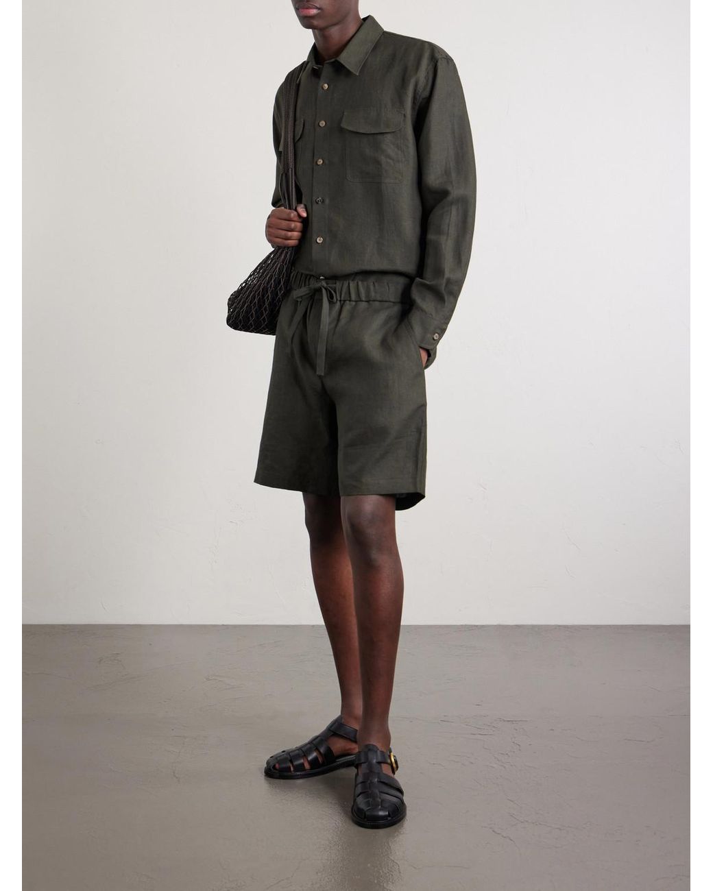 De Bonne Facture Green Linen Overshirt for men