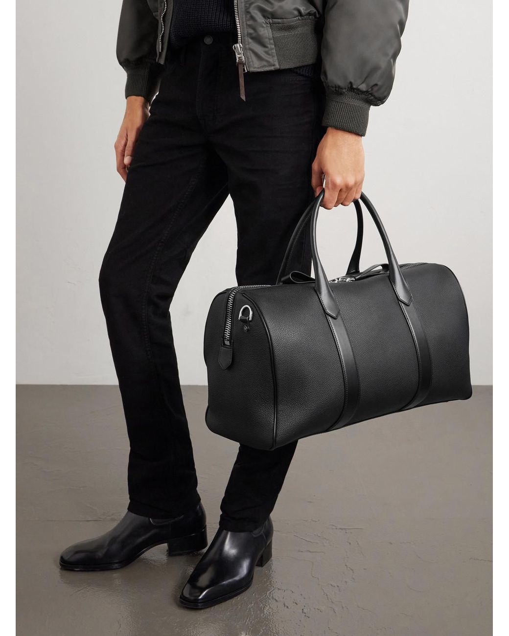 Tom Ford Black Leather Weekend Bag for men