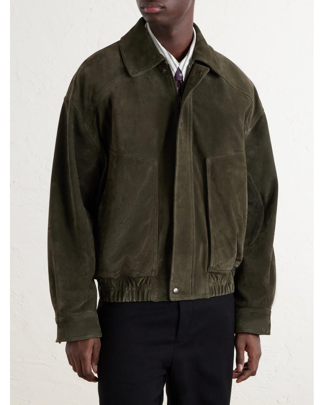 Saint Laurent Green Suede Blouson Jacket for men
