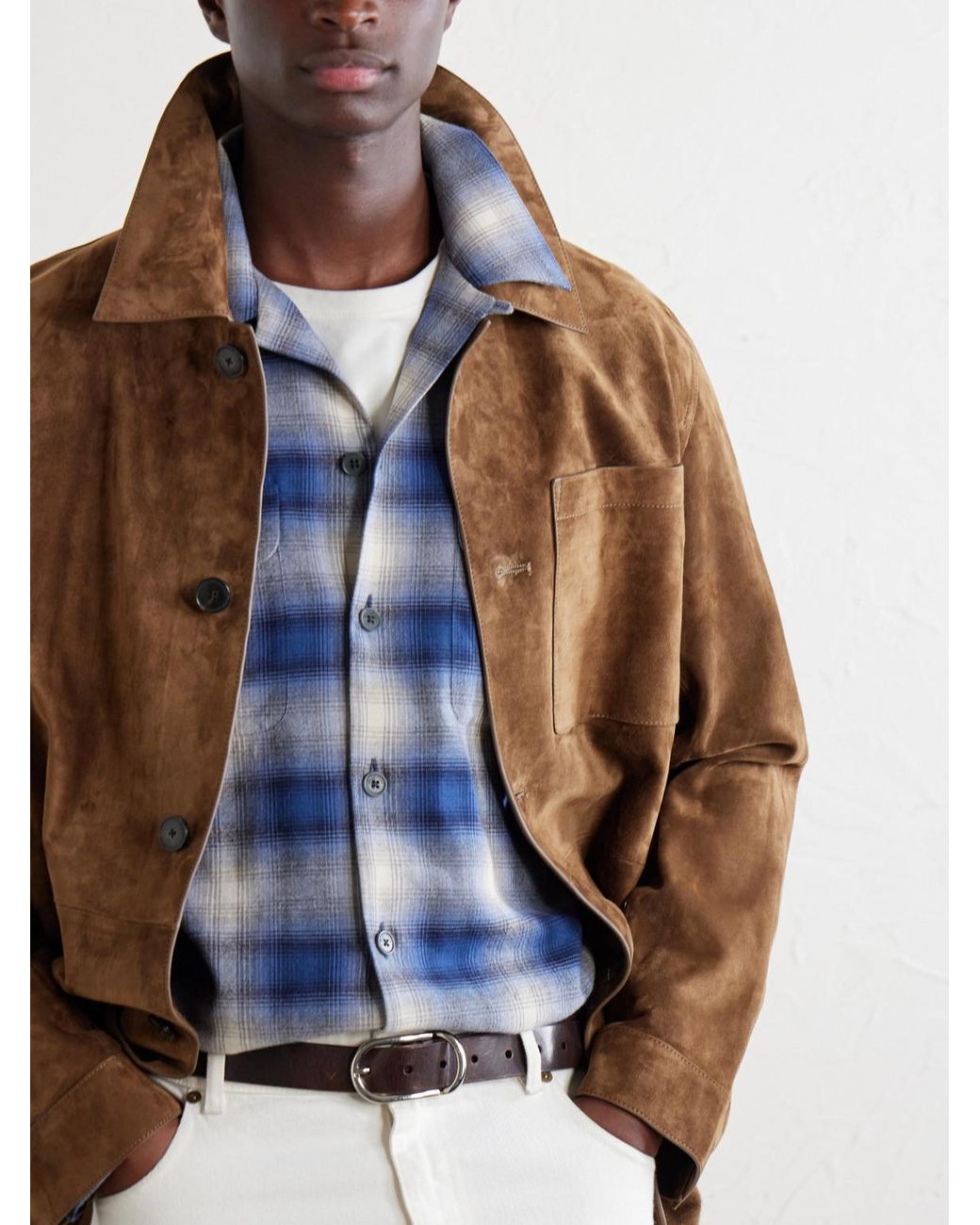 Ralph Lauren Blue Checked Cotton And Cashmere-Blend Shirt for men