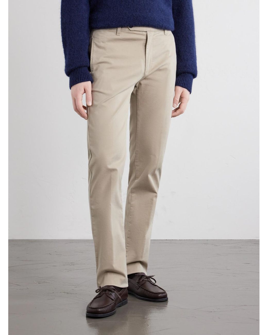 Massimo Alba Natural Winch Straight-leg Cotton-blend Twill Trousers for men