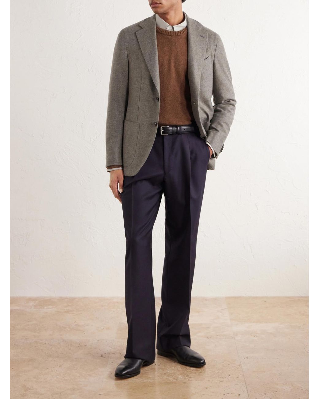 Caruso Gray Aida Wool And Cashmere-Blend Twill Blazer for men
