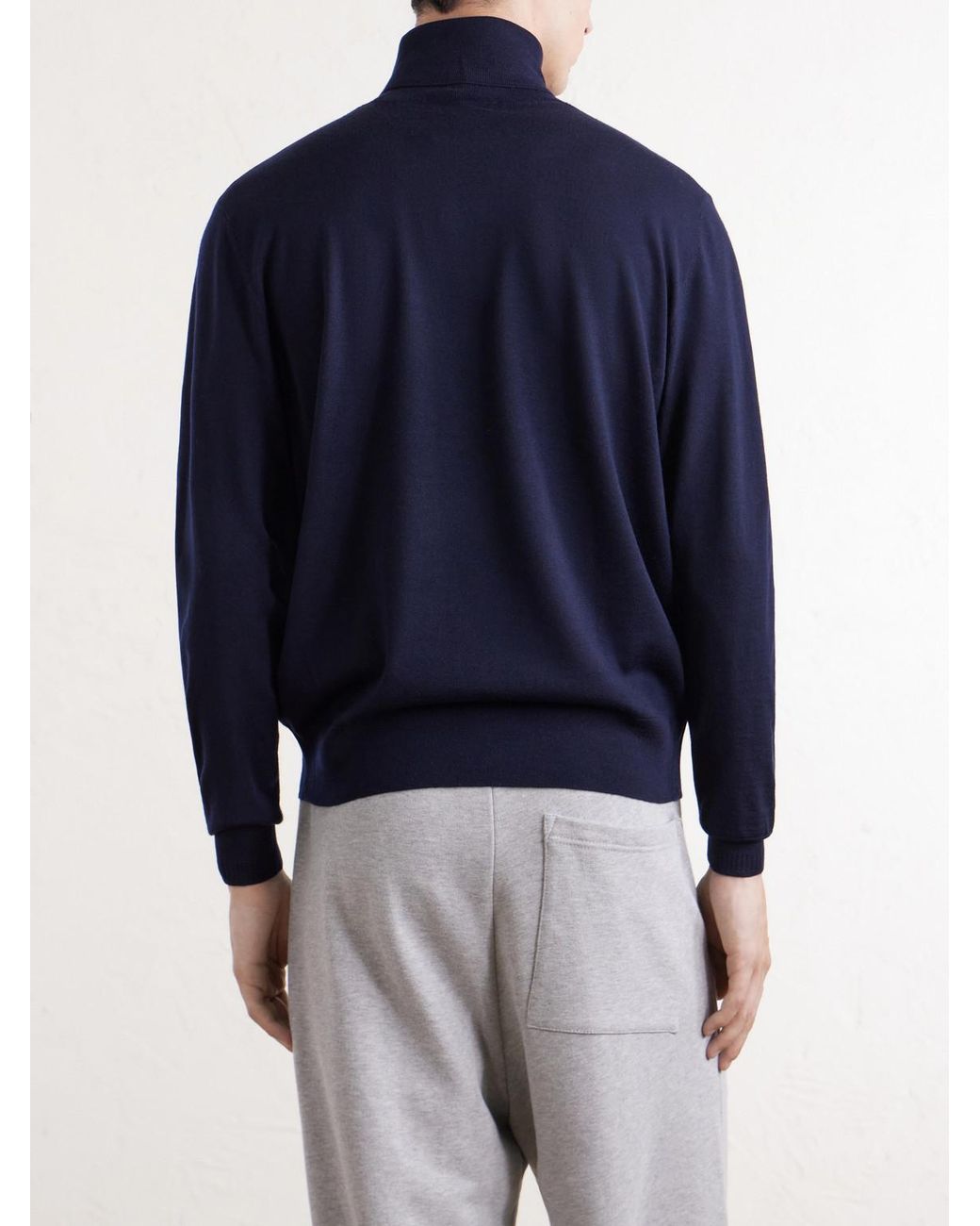 Dries Van Noten Blue Merino Wool Rollneck Sweater for men