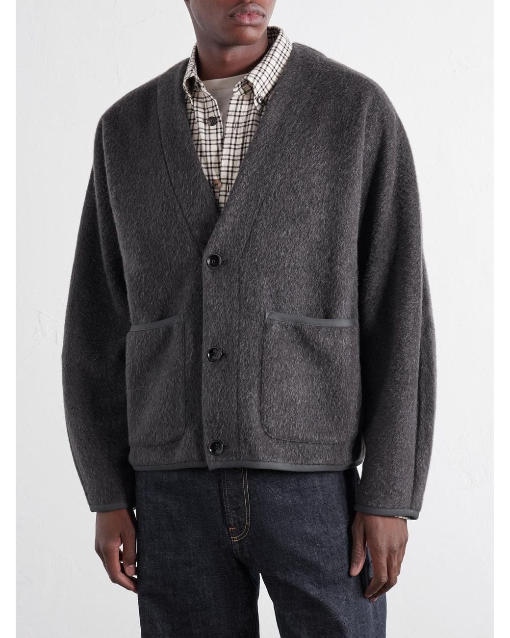 A Kind Of Guise Gray Kaan Brushed Wool-Blend Cardigan for men