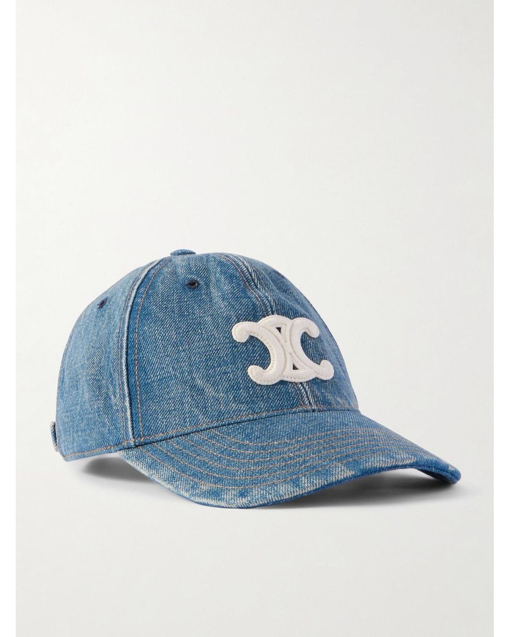 Logo-Appliquéd Denim Baseball Cap di Céline in Blue da Uomo