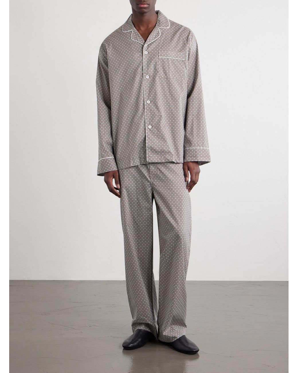 Derek Rose Gray Ledbury 96 Printed Cotton-Poplin Pyjama Set for men