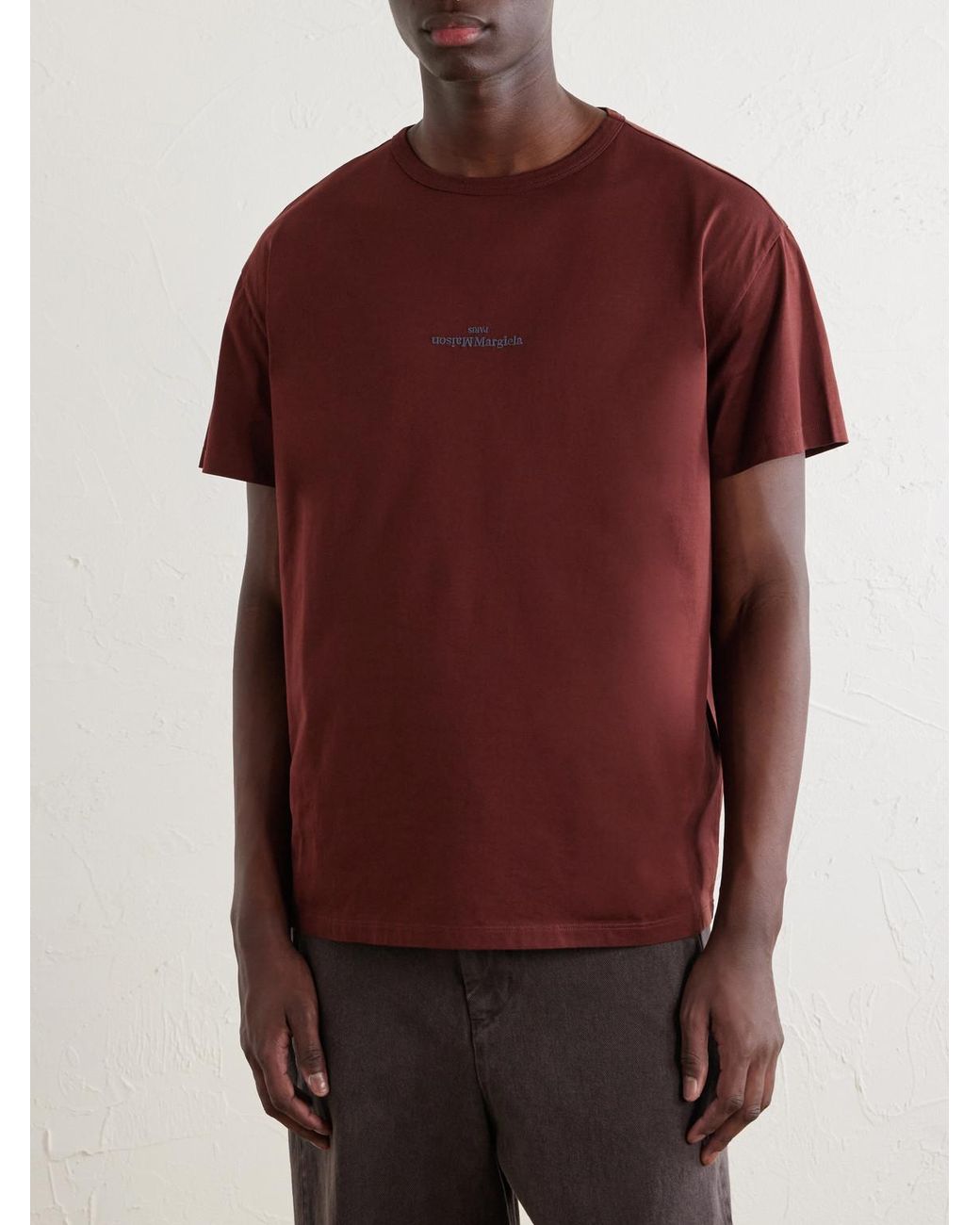 Maison Margiela Logo-Embroidered Cotton-Jersey T-Shirt for men