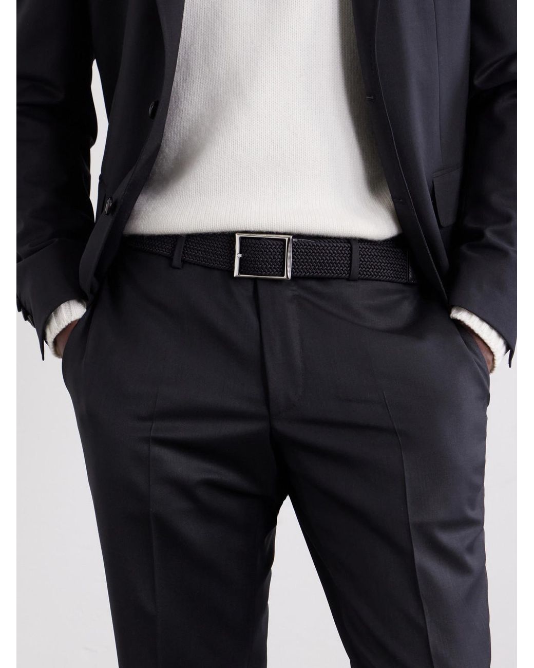 Berluti Black 3.8cm Leather-trimmed Braided Belt for men