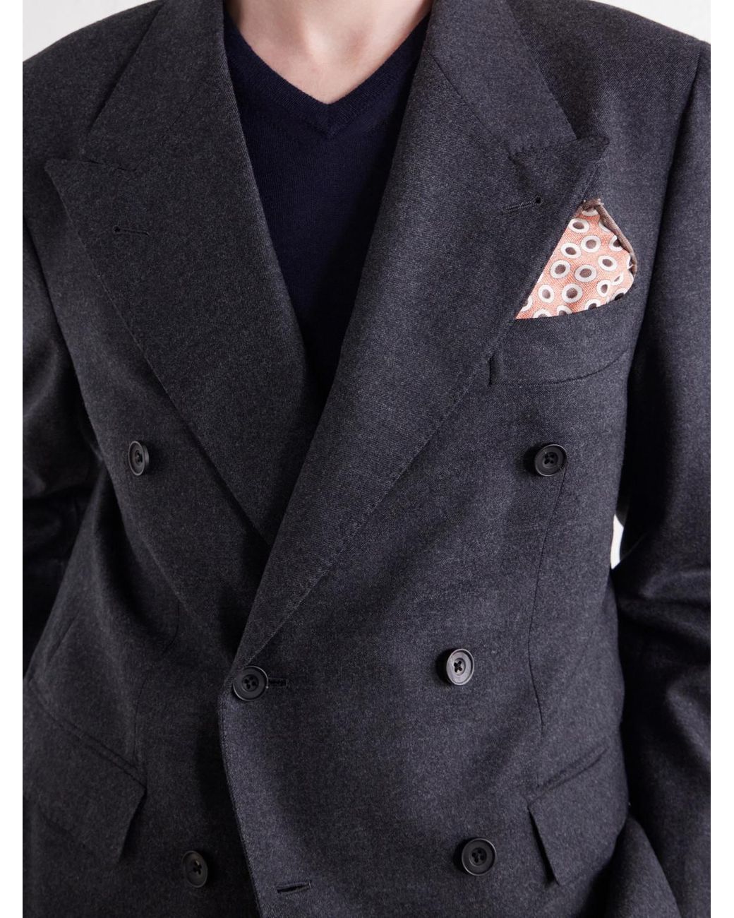 Rubinacci Blue Double-Breasted Virgin Wool-Twill Blazer for men