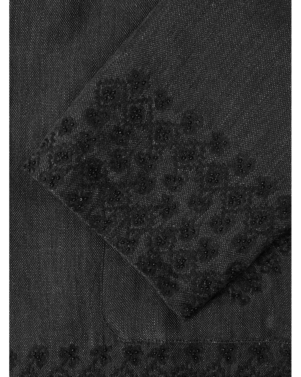 Kartik Research Kasuti Embroidered Wool and Linen-Blend Blazer in Black für Herren