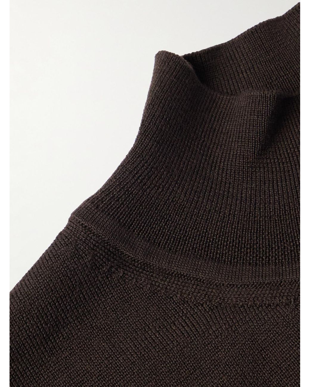 Mr P. Black Merino Wool Mock-Neck Sweater for men