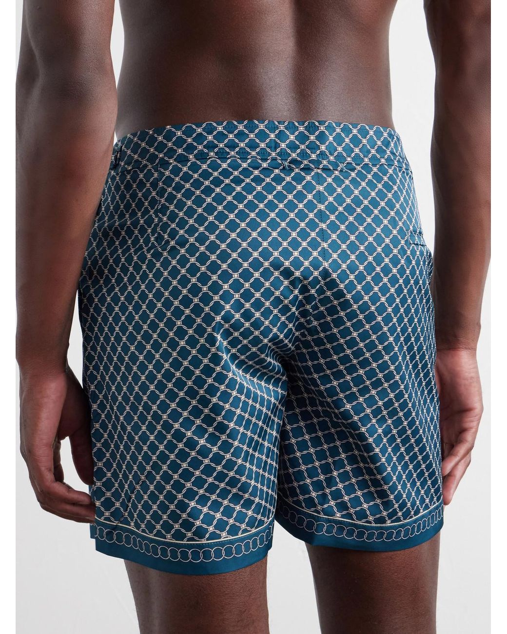 Orlebar Brown Blue Bulldog Passetto Straight-Leg Mid-Length Printed Swim Shorts for men