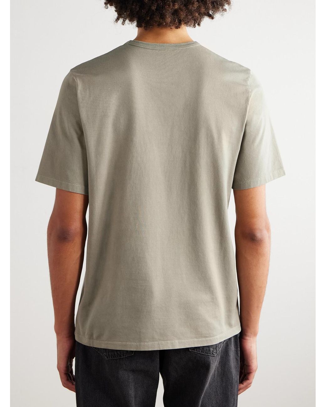 Saint Laurent Natural Logo-embroidered Cotton-jersey T-shirt for men